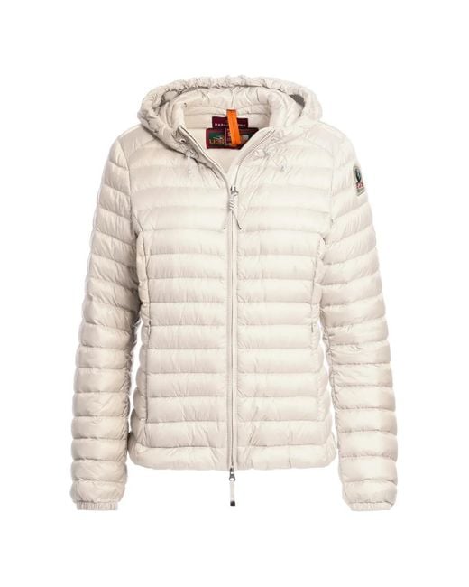 Parajumpers White Hooded Quilted Jacket
