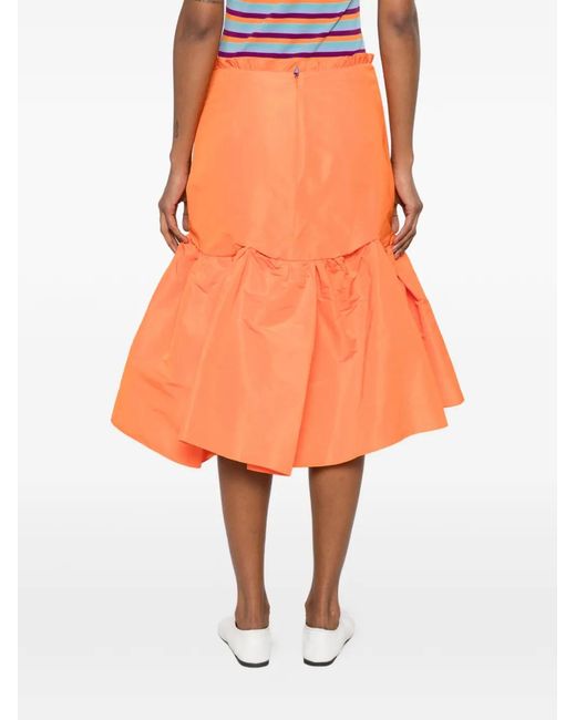 N°21 Orange Ruffled-Trim Knotted Skirt