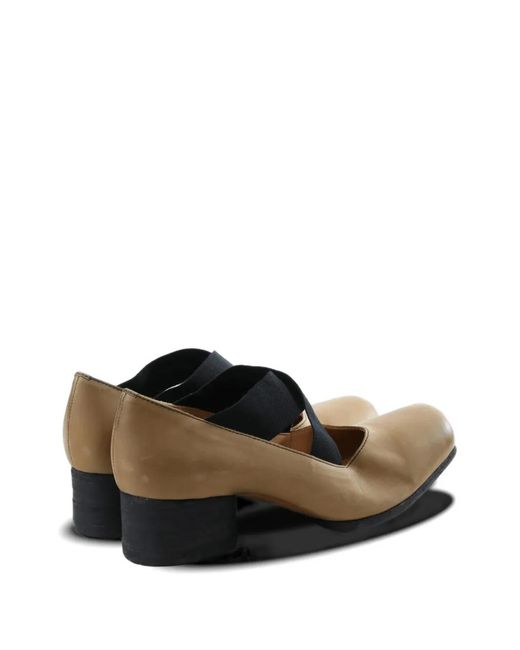 Uma Wang Brown Cross-Strap Square-Toe Pumps