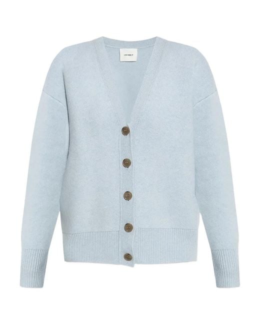 Lisa Yang Blue Ribbed Button Cardigan