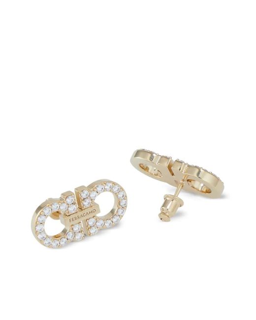 Ferragamo White Double Gancini Earrings