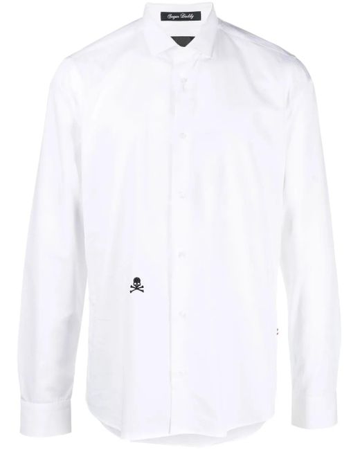 Philipp Plein White Shirt Sugar Daddy Cut Ls Skull for men