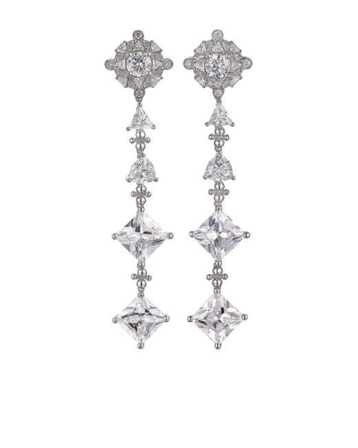 Anabela Chan 18kt White Gold Tropical Diamond Drop Earrings