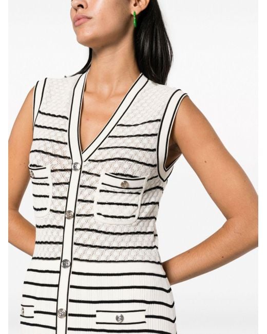 Sandro White Striped Midi Dress