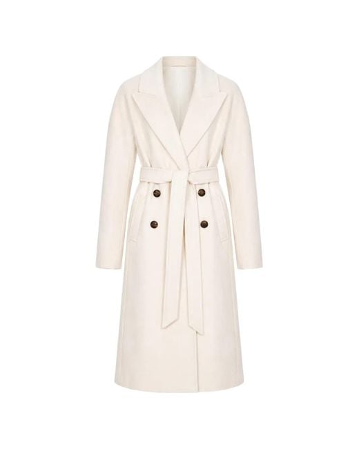 Veronica Beard White Belted Double-Breasted Coat