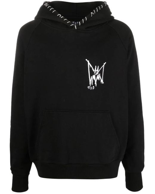 MJB Black Logo-Print Long-Sleeve Hoodie for men