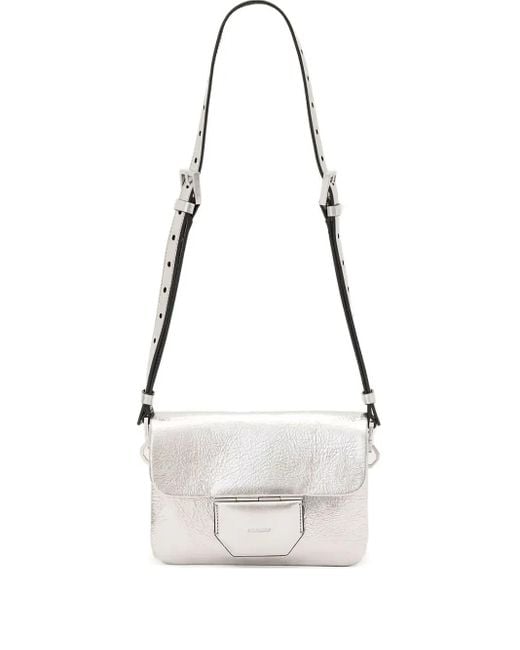 AllSaints White Jupiter Metallic Flap Cross Body