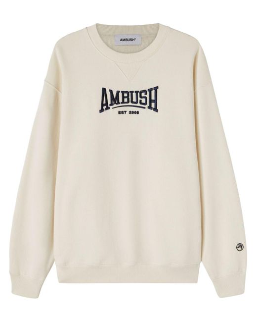 Ambush White Logo-embroidered Organic-cotton Sweatshirt for men