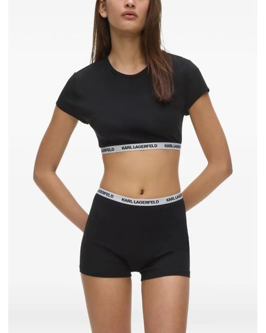 Karl Lagerfeld Black Essential Logo-Detail Cotton Boxer Shorts