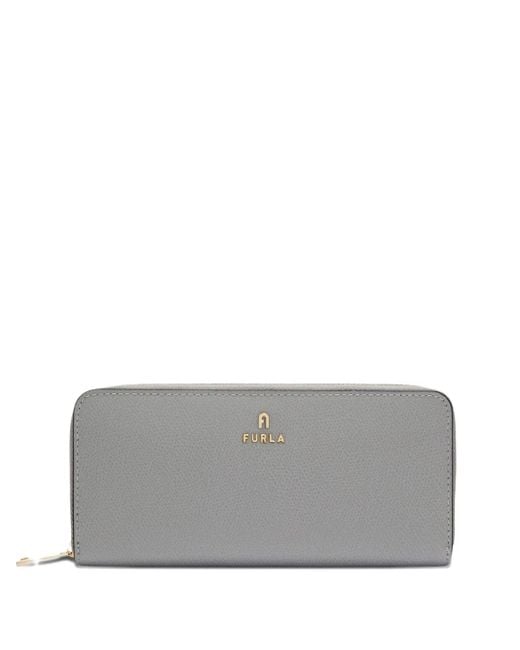 Furla Gray Camelia Zip-Around Leather Wallet