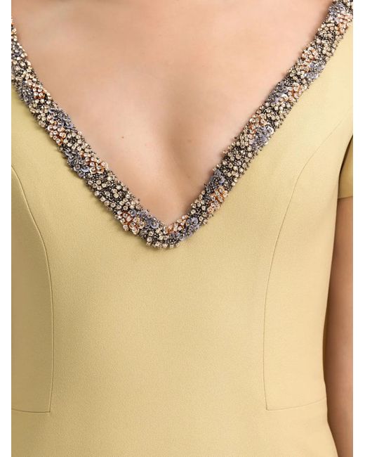 Gemy Maalouf Metallic Robe À Col V Avec Cape Et Ornée De Perles