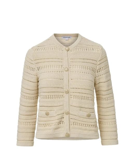 Veronica Beard Natural Bellingham Open-Knit Cardigan