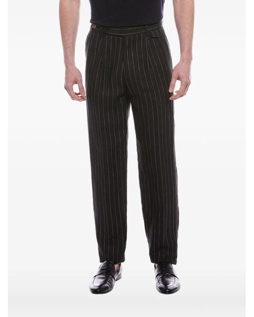 Brunello Cucinelli Black Pinstripe Tailored Trousers for men