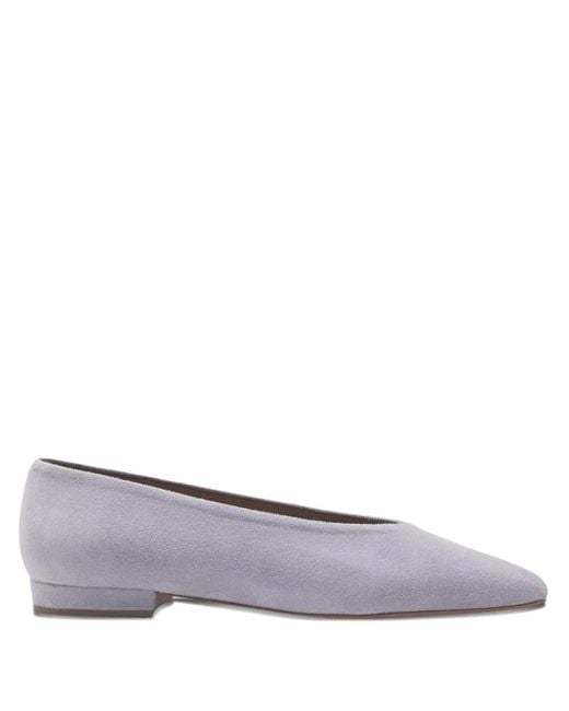 Flattered Gray Pointed-Toe Suede Flat Pumps