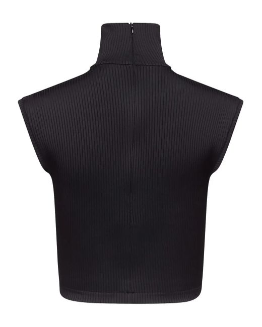Area Blue Star-Stud Rib-Knit Crop Top
