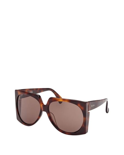 Max Mara Eyewear Brown Tortoiseshell-Effect Square-Frame Sunglasses