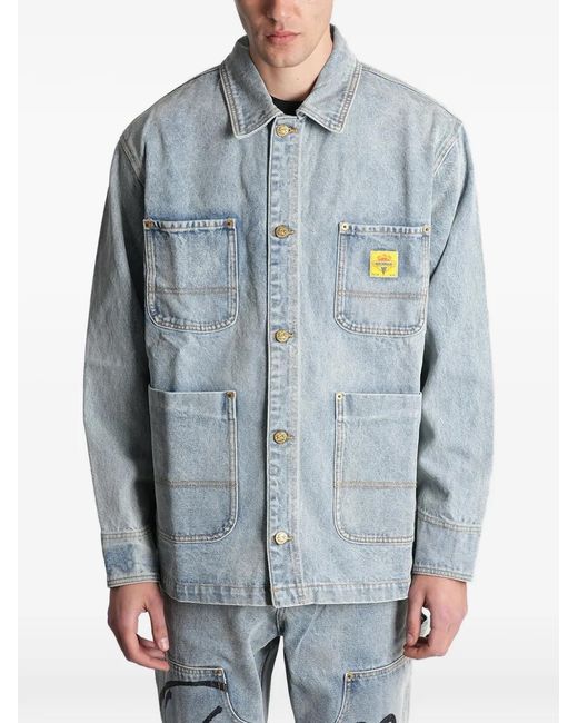 ICECREAM Blue Graphic-Print Denim Jacket for men