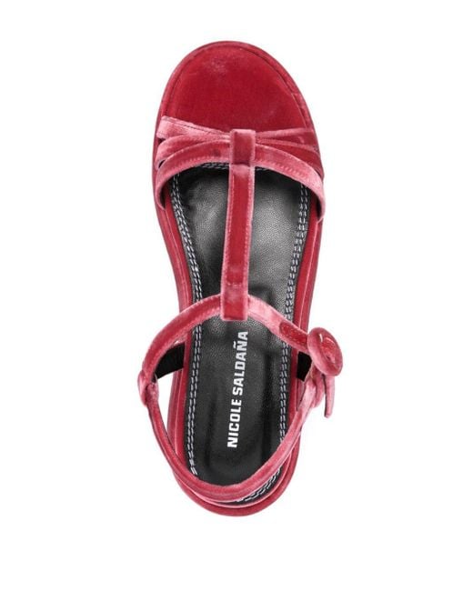 Nicole Saldanã Lily 60mm Velvet Sandals in het Red