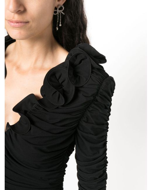 Vestido corto con motivo floral Magda Butrym de color Black