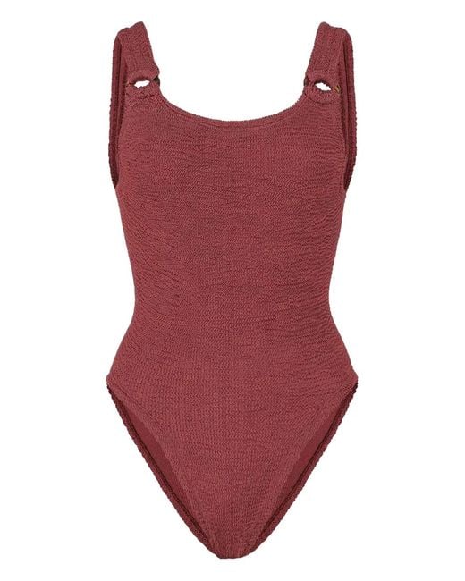 Hunza G Domino Ring-Detail Textured Swimsuit