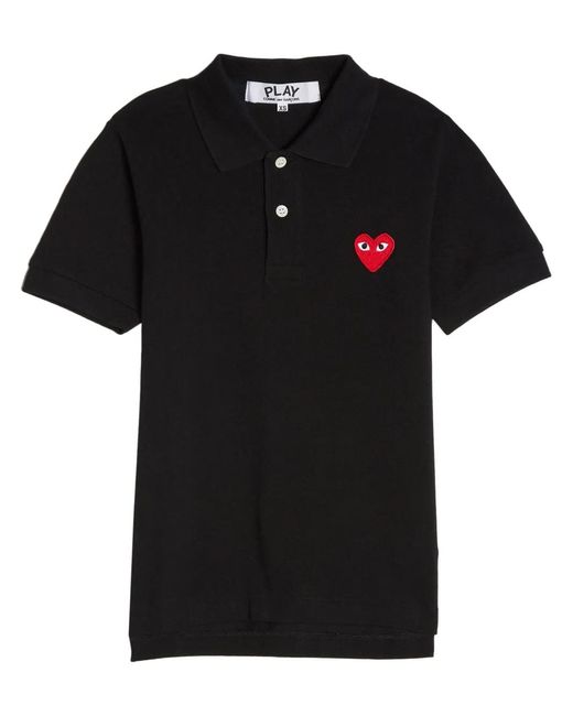 COMME DES GARÇONS PLAY Black Logo-Appliqué Piqué Cotton Polo Shirt