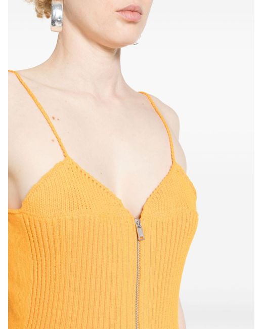 Jil Sander Orange Knitted Zip-up Dress