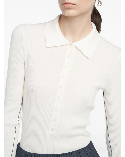 Maria McManus Blue Long-Sleeve Button Polo Top