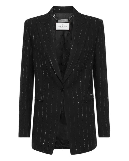 Philipp Plein Black Pailettes Boyfriend Fit Blazer