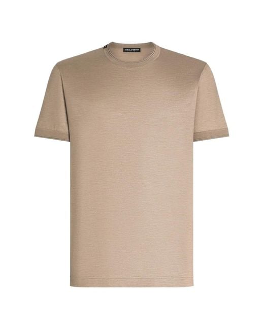 Dolce & Gabbana Natural Short-Sleeved Silk T-Shirt for men