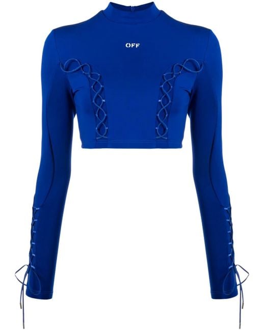 Off-White c/o Virgil Abloh Blue Lace-Up Crop Top