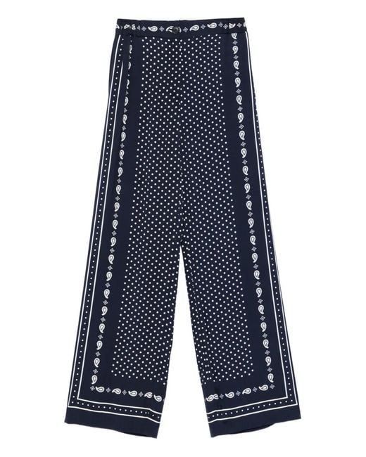 Maje Blue Printed Fluid Trousers