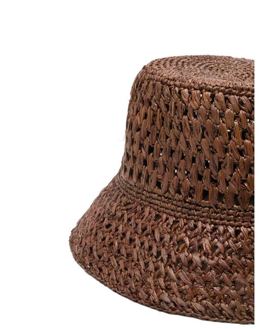 Maje Brown Colourful Natural Raffia Bucket Hat