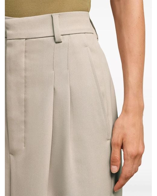 AMI Natural Wide-Leg Tailored Wool Trousers