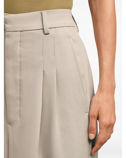 AMI Natural Wide-Leg Tailored Wool Trousers