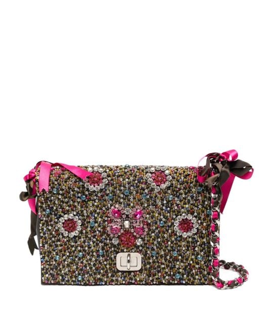 Le Silla Crystal-embellished Shoulder Bag Gray