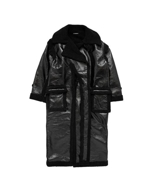 OTTOLINGER Black Oversized Shearling Coat for men
