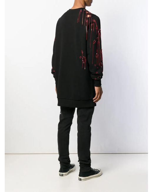 Faith Connexion Black Chain-Embellished Sweatshirt for men
