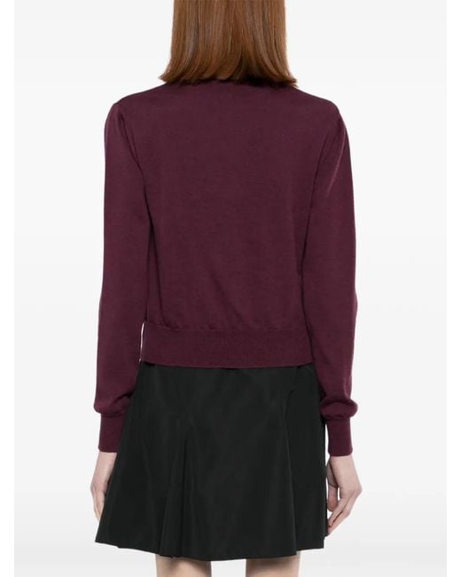 Saiid Kobeisy Purple Wool Bow Blouse