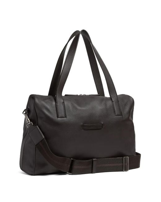 Zegna Black Secondskin Leather Holdall Bag for men