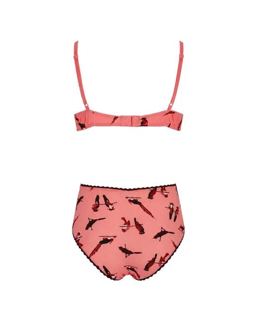 Laura Urbinati Red Soutien-Gorge Imprimé À Bords Festonnés
