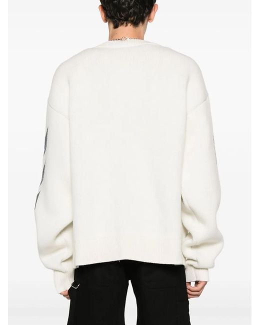 Off-White c/o Virgil Abloh Natural 'Varsity Knit Cardigan, Long Sleeves, Cream/, 100% Cotton, Size: Small for men