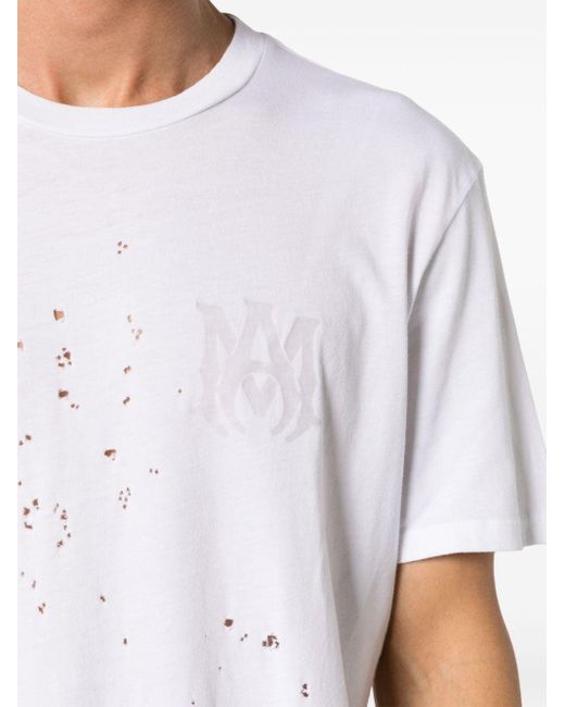 Amiri White Distressed Effect T-Shirt for men