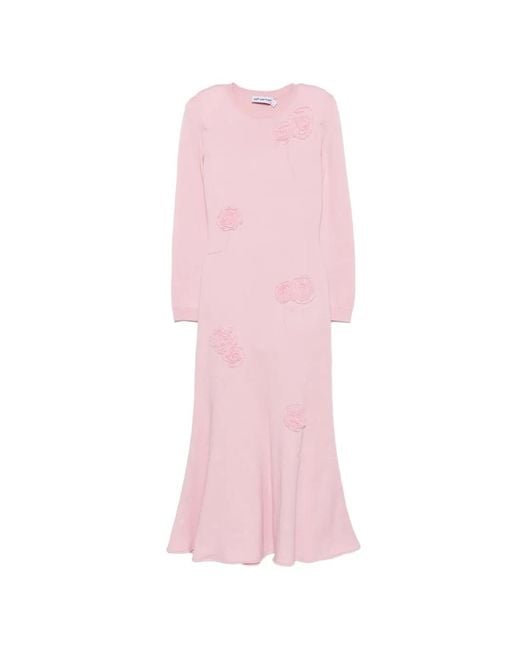 Self-Portrait Pink Floral-Appliqué Maxi Dress