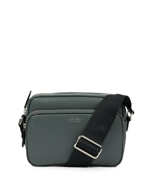 Smythson Black Double-Zip Shoulder Bag