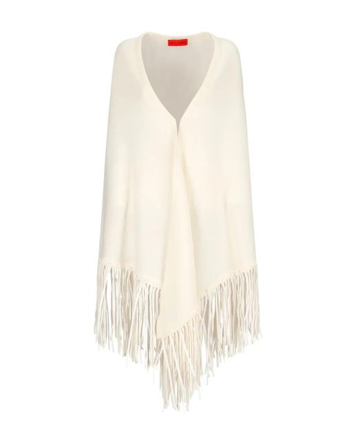 Wild Cashmere White Knotted Fringe Shawl