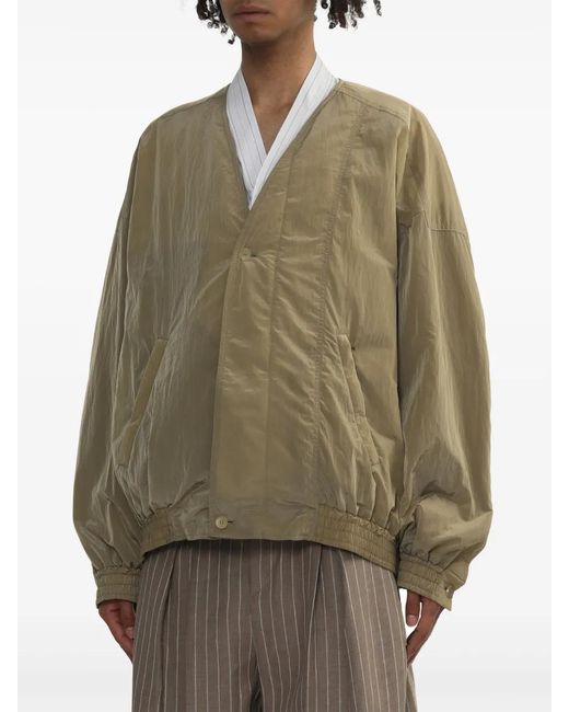 Hed Mayner Green Drop-Shoulder Bomber Jacket for men
