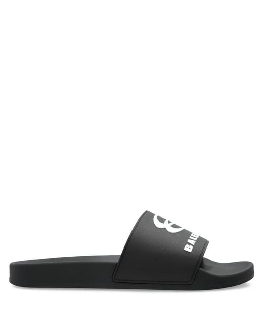 Balenciaga Black Logo-Embellished Slides for men