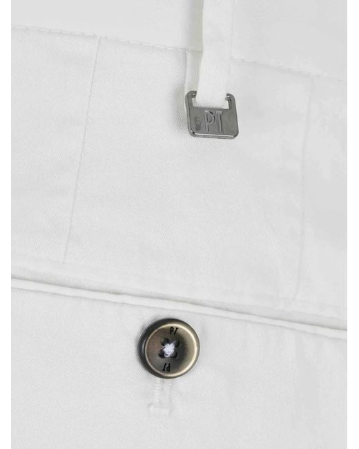 PT Torino White Logo-Plaque Tailored Trousers for men
