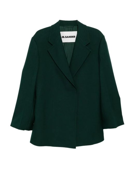 Jil Sander Green Double Wool Tailord Coat