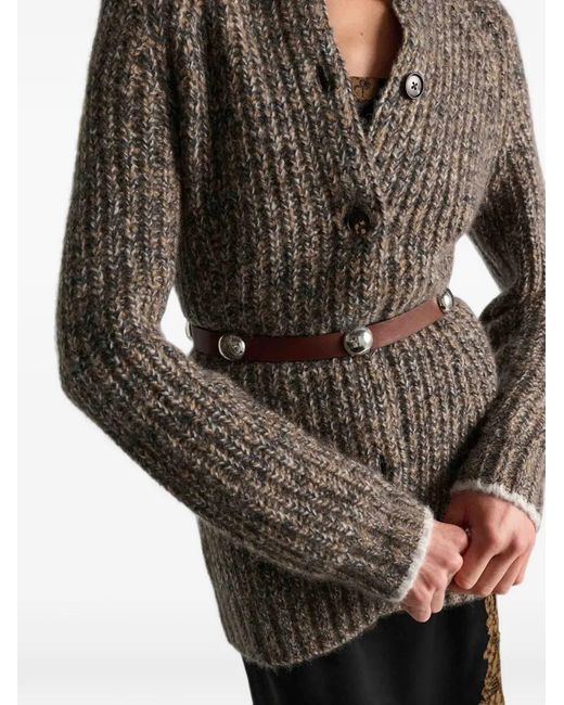 Dorothee Schumacher Gray Luxury Love Chunky-Knit Button-Up Cardigan